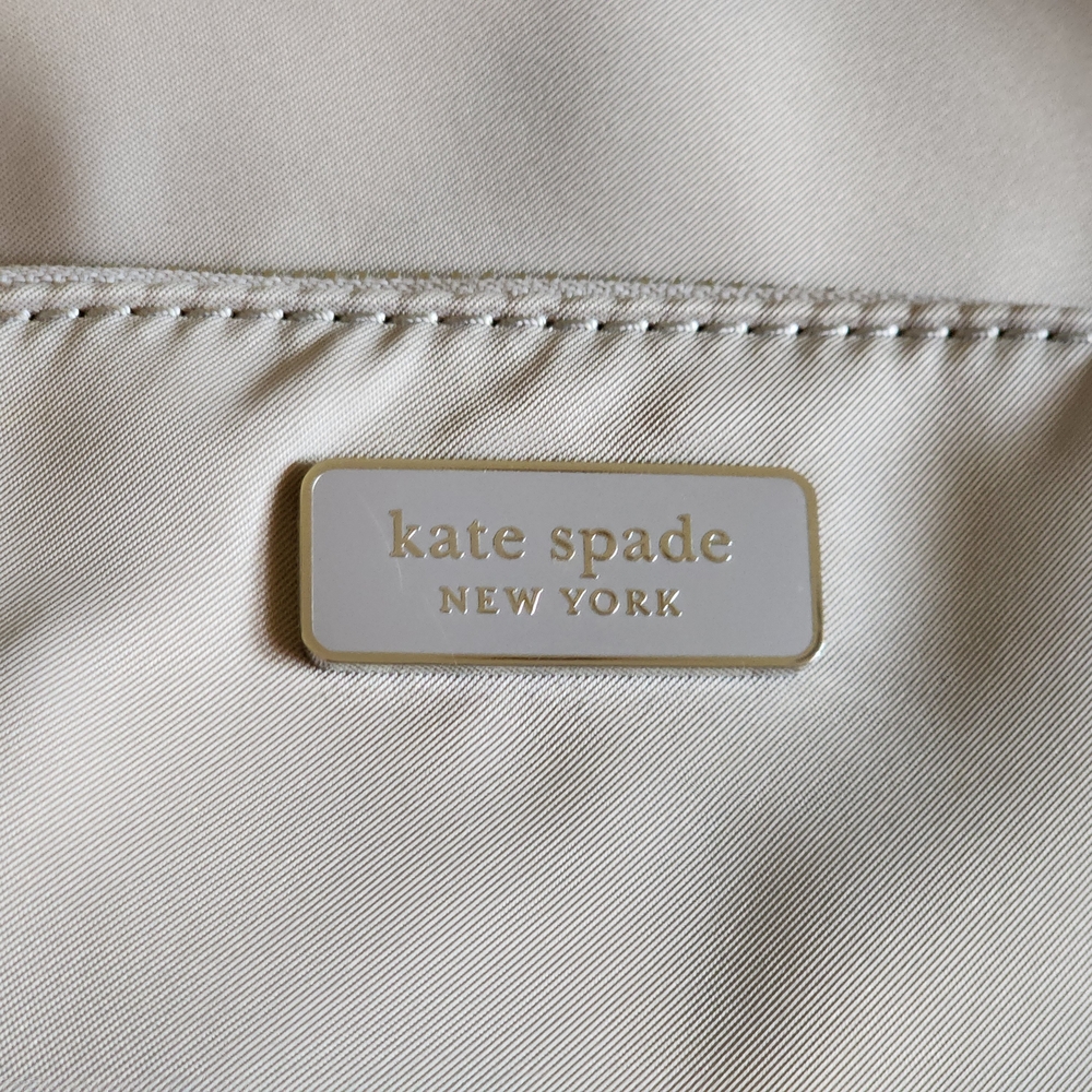 Kate Spade Soft Taupe Medium Backpack with Silver and Leather Accents EUC - Picture 5 of 10
